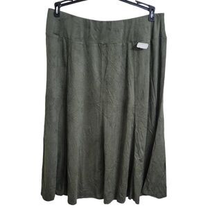 Serengeti Womens Size Large Army Green Soft Suede Feel Stretch Midi Skirt NWOT